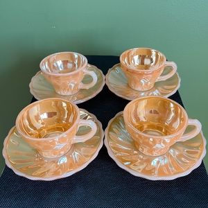 Set of 4 vintage ANCHOR HOCHING PEACH LUSTERWARE EXPRESSO CUP/SAUCER